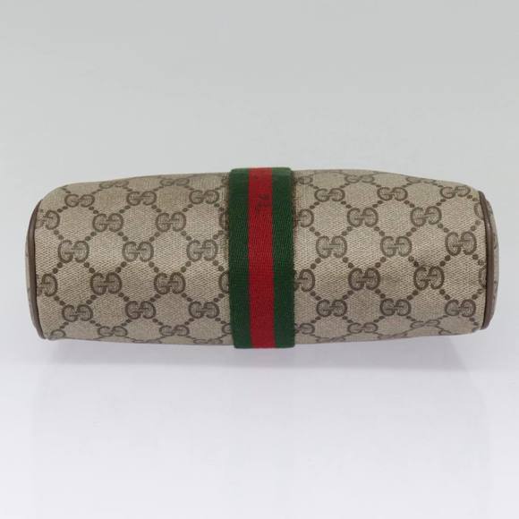 GUCCI GG Supreme Web Sherry Line Clutch Bag PVC Beige Red 89 01 012 Auth 90398 - Picture 6 of 16